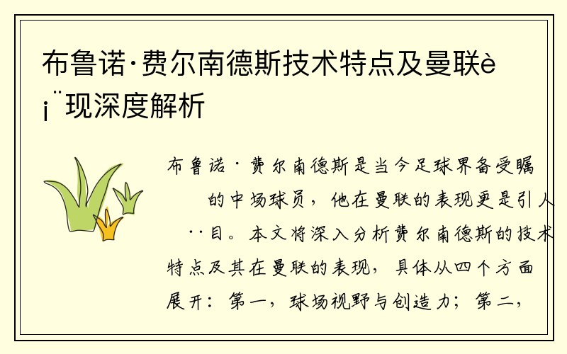 布鲁诺·费尔南德斯技术特点及曼联表现深度解析