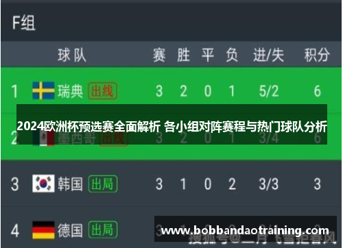 2024欧洲杯预选赛全面解析 各小组对阵赛程与热门球队分析